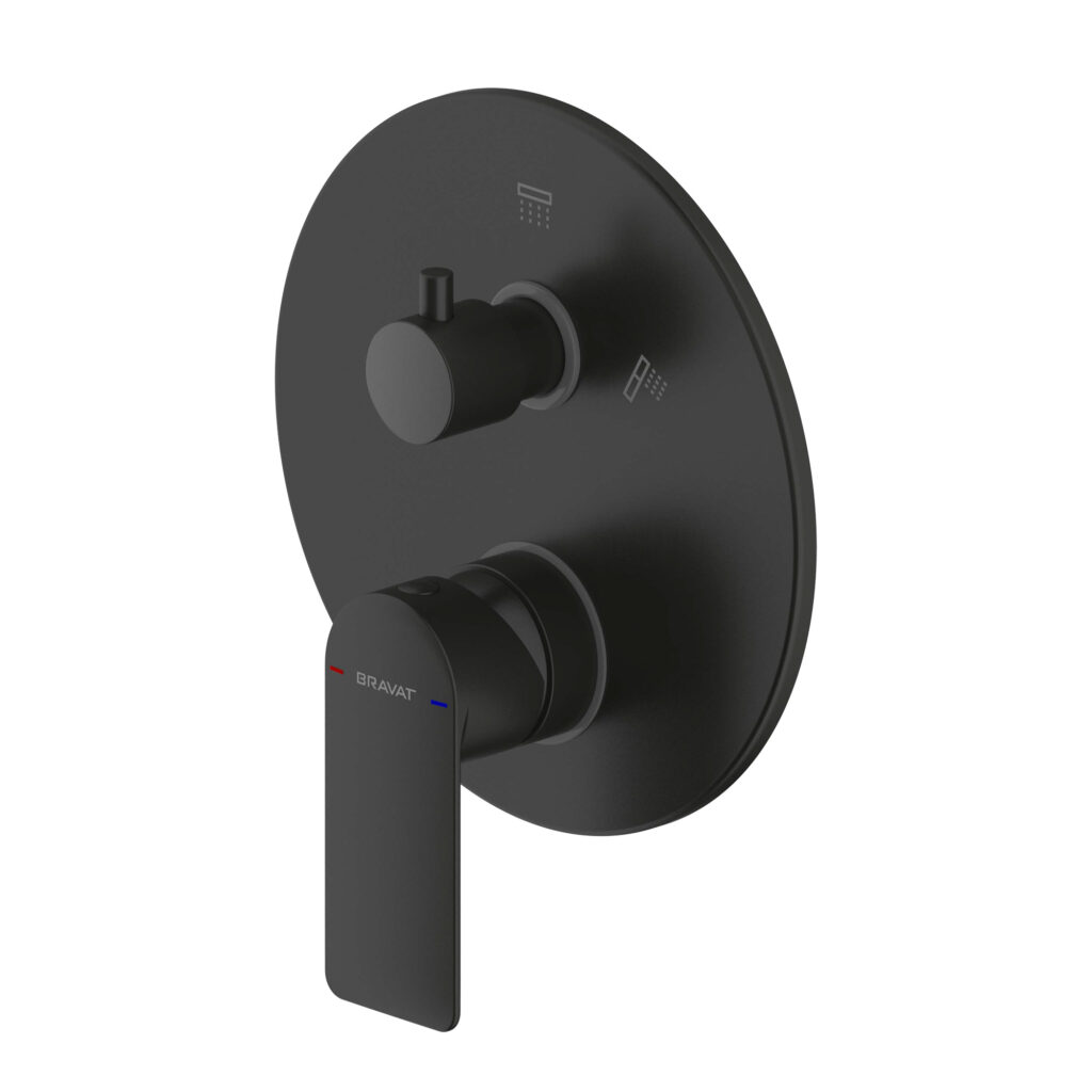 Acabamento para Monocomando de Chuveiro com Desviador 2 Funcoes Eddie Black Matte - PB8369402BW-2-ENG img1