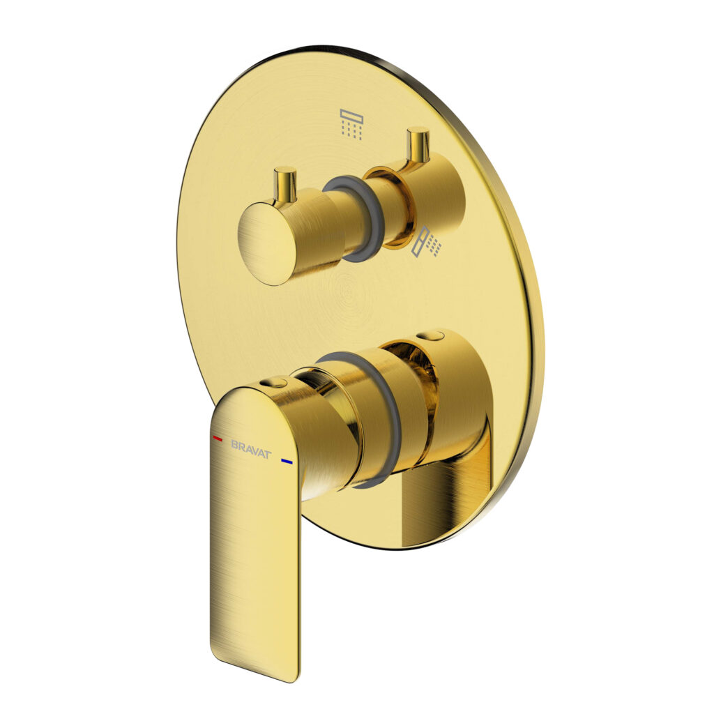 Acabamento para Monocomando de Chuveiro com Desviador 2 Funcoes Eddie Brushed Gold - PB8369402RBG-2-ENG img1